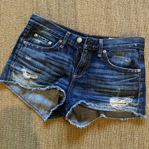 Rag & Bone Dark Denim Jean Distressed Short